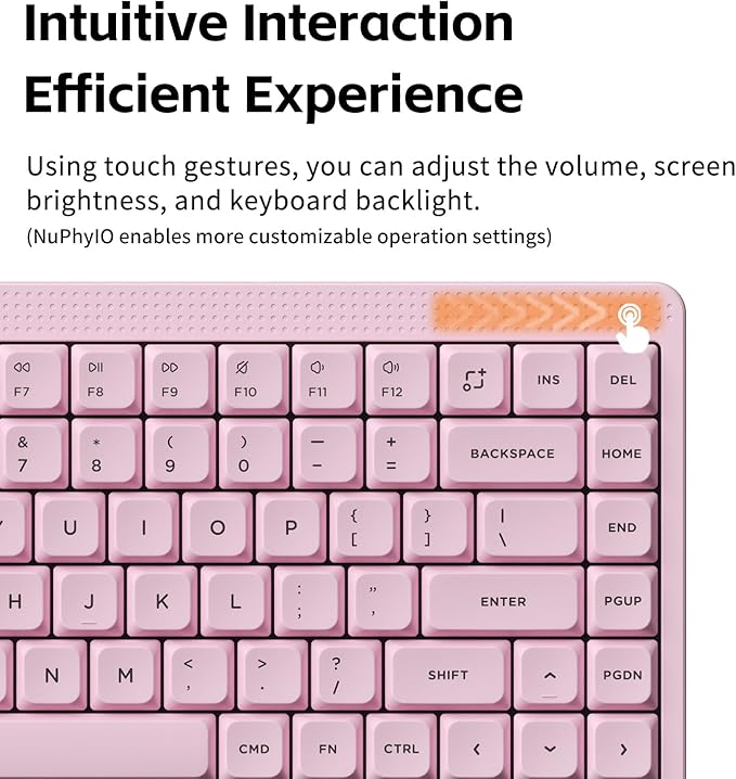 nuphy Node75 Wireless Mechanical Keyboard, 75% Hot Swappable Custom Low Profile Keyboard, 84 Keys Computer Gaming Keyboards, Supports Touch Gestures, PBT Keycaps, RGB Backlit, Bluetooth/2.4GHz/USB-C
