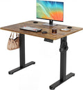 YDN Electric Standing Desk Adjustable Height, 35 x 20 Inches Stand up Desk with Cable Management, Home Office Desks with Splice Board & Black Frame, Rustic Brown Top