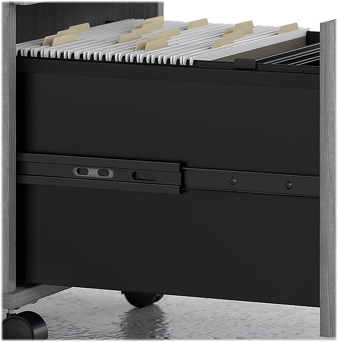 Bush Business Furniture Studio C Bow Front Desk with Mobile File Cabinets, 72W x 36D, Storm Gray