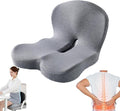 hwqsad 2-in-1 Back and Seat Cushion with Lumbar Support, Ergonomic Memory Foam Seat Cushion,Non Slip Breathable, No Flattening,for Office Chairs/Car/Long Trip/Desk Chair/Gaming (Light Gray)