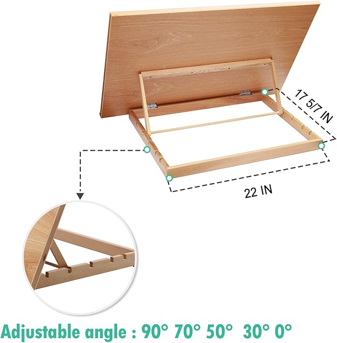 Falling in Art Extra Large 5-Position Wood Drafting Table Easel Drawing and Sketching Board, 29 1/2 Inches by 19 2/3 Inches