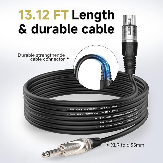 Wired Microphone for Karaoke Singing, Metal Corded Microphone for Speaker Karaoke Machine, Instrument Dynamic Microphone XLR with Cord 13.12ft and ON/Off Switch