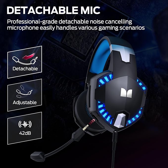 Monster Mission 300 Wireless Gaming Headset, 2.4GHz/Bluetooth Headphones,Low Latency, Stereo, Audio Location Recognition, 48H Battery Life, Suitable for PS5, PC, PS4 and Other Gaming Devices