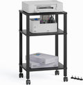 3-Tier Printer Stand with Storage, Mobile Printer Cart with Rolling Casters and Adjustable Feet, Under Desk Storage Shelf for Home Office, Black, 15.7" x 11.8" x 25.9"