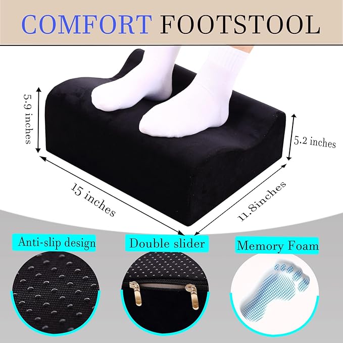 Foot Rest for Under Desk at Work,at Work Soft Ergonomic Footrest,Support Foot Pillow,Heel Chair,Leg Elevation Pillow,(Black)