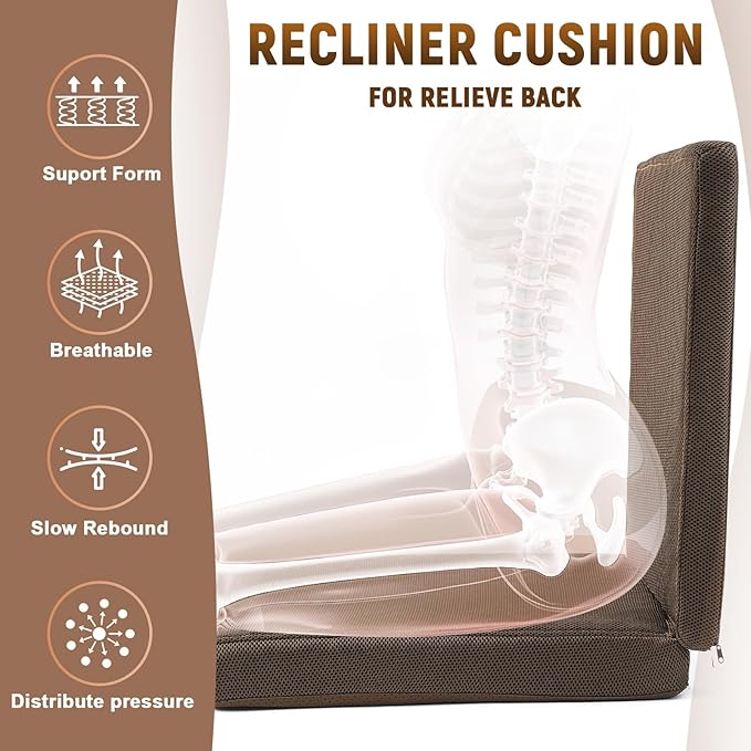 Geiserailie 20 Inch Egg Foam Pad Recliner Seat Cushion Set Recliner Cushions with Cover for Elderly with Back Support to Reduce Muscle Fatigue Relieve Back Egg Foam Cushions Office Wheel Chair