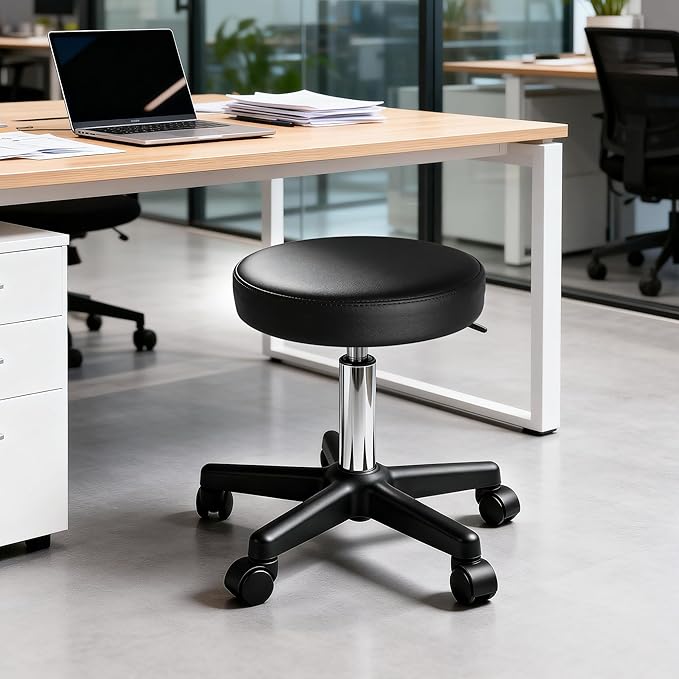 Nova Microdermabrasion Rolling Stool with Wheels Swivel Salon Stool Adjustable Drafting Tattoo Office Chair for Massage Bar Kitchen Spa Shop with Thick Cushion