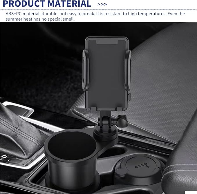 1 PC Mobile Phone Mount, Adjustable Cup Holder, Multifunctional Beverage Can Holder, Shockproof Automotive Kit, Non-Slip Vehicle Decoration, Universal for Most Cars, Trucks, SUVs (Black)