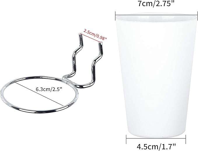 Kuhome 6 Sets Pegboard Hooks with Pegboard Cups, Ring Style Pegboard Bins with Rings, Pegboard Cup Holder Accessories for Organizing Storage (White)