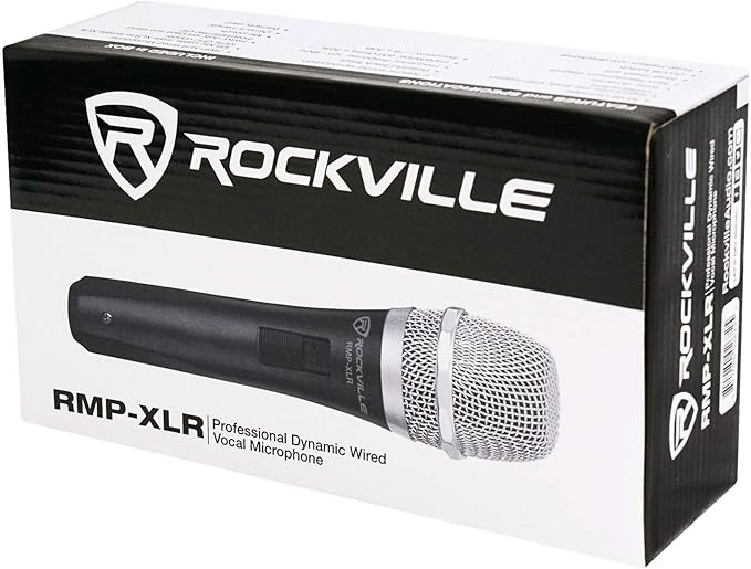 Rockville RMP-XLR Dynamic Super Cardioid Microphone, 10ft XLR Cable, Rugged Plastic Body, Clear Sound, M-06 Cartridge, for Vocals and Instruments