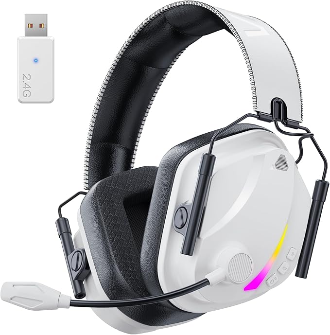 Vakedy Wireless Gaming Headset for PS5, PS4, PC, 2.4GHz Low-Latency & Bluetooth 5.4 Gaming Headphone with Noise Canceling Mic, 50mm Drivers, 50H Battery Wireless Headset for Switch, Mobile, Mac