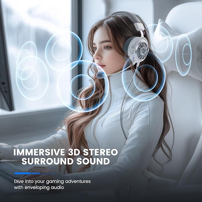 EKSA Gaming Headset with Microphone for PS5 PS4 PC Switch Xbox One, Over-Ear Headphones with Detachable Noise Cancelling Mic, 50 mm Drivers,3D Stereo Surround Sound, Wired Gaming Headphones-Gift