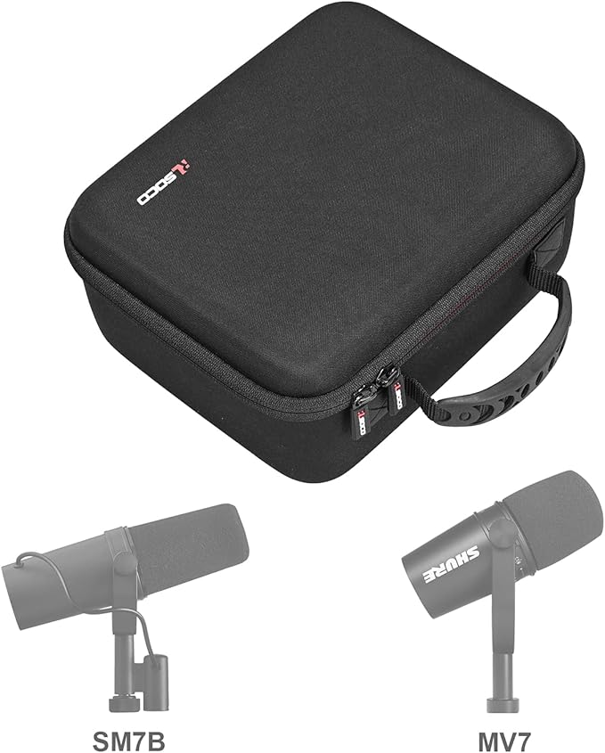 RLSOCO Hard Case Compatible With Shure MV7X / MV7+ / MV6 / MV7 / MV7i Podcast Dynamic Microphone & Shure SM7B / SM7dB Vocal Dynamic Microphone