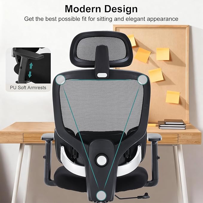 Ergonomic High-Back Mesh Office Chair with Lumbar Support & Headrest