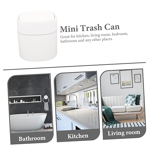 Press Cover Trash Can Garbage Bin for Kitchen Pp Material for Living Room Office Compact