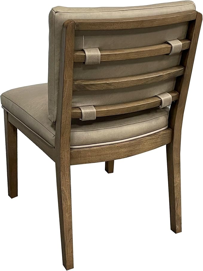 Modern Performance Leather Chair (Set of 2) - Soft Back Design with Leather Seat & Back, Comfortable Latte Finish Dining Chairs for Living Room, Kitchen, Modern Home Office