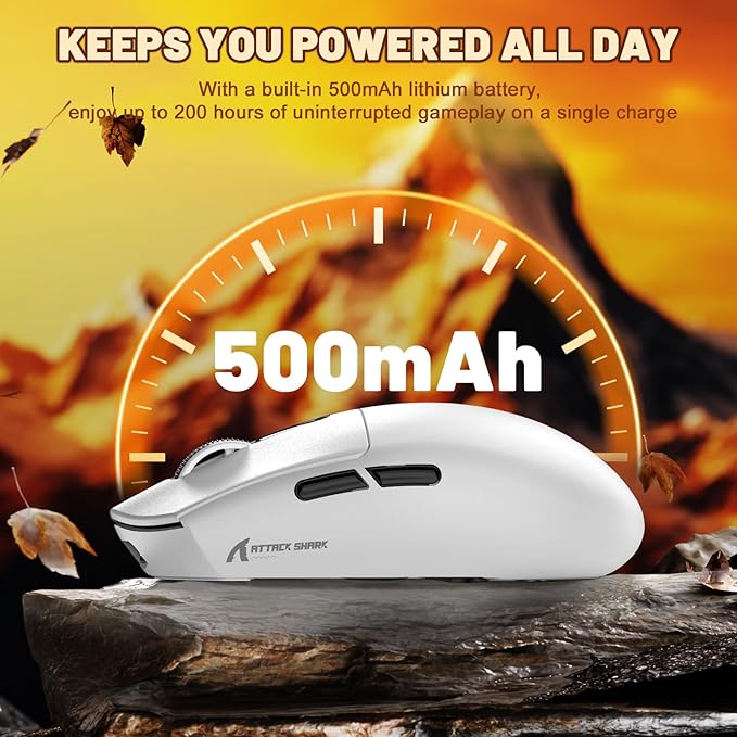 MAMBASNAKE Attack Shark G3 Wireless Gaming Mouse with Tri Mode Wired/2.4Ghz/BT,59g Ultra-Lightweight,25000 DPI,1000 Polling,PixArt PAW3311 Sensor,500mAh Long Battery,Programmable for PC Gamer(White)