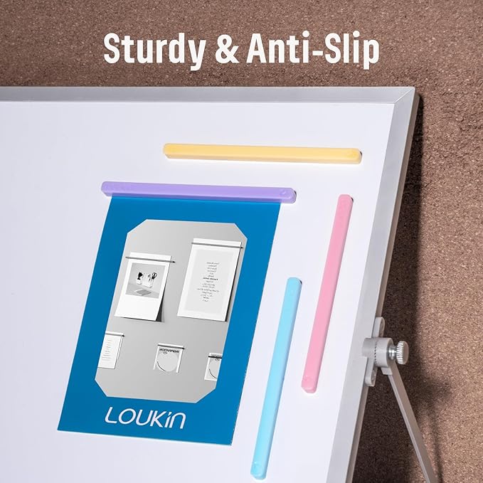 Loukin 4 pcs Rectangular Magnets, Colorful Fridge Plastic Strips Embedded Magnets, Decorative Refrigerator Magnets for Whiteboard, Kitchen and Office (Yellow & Sky Blue & Purple & Pink, S)