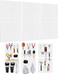 6PCS Metal Pegboard Kit, White Pegboard Panels, Wall Organizer for Tools Heavy Duty Steel Peg Board Storage System for Workbench, Garage, Office, Kitchen and Craft Room