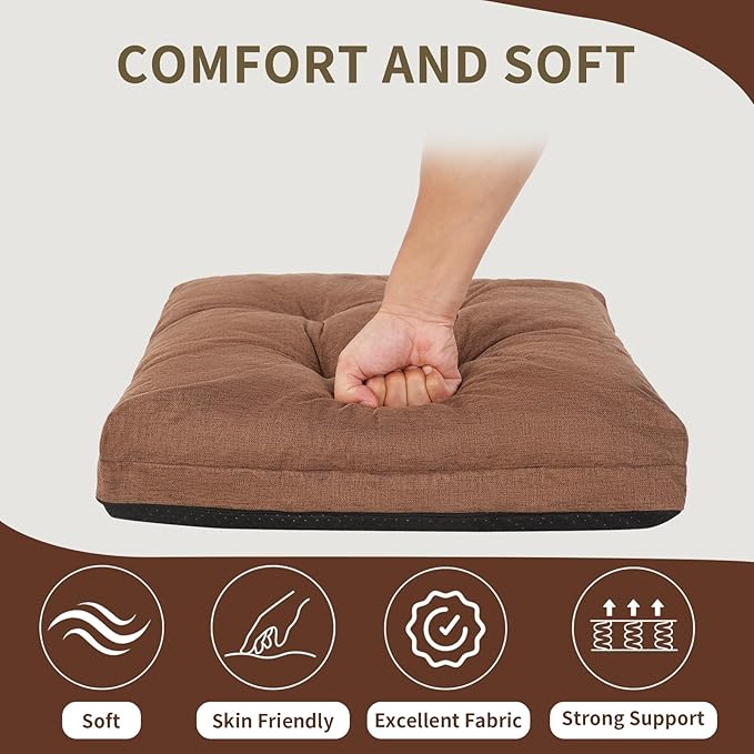 Recliner Cushions, 20x20x5 Inch Double Layer Design Chair Cushion, Soft Tufted Thickened Seat Cushions for Elderly, Brown