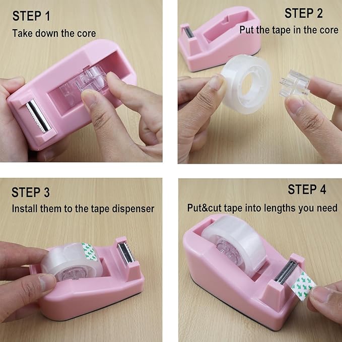 1Pcs Desktop Tape Dispenser,Adhesive Roll Holder with Weighted Nonskid Base,Office Tape Dispensers for School, Office and Home (Purple)