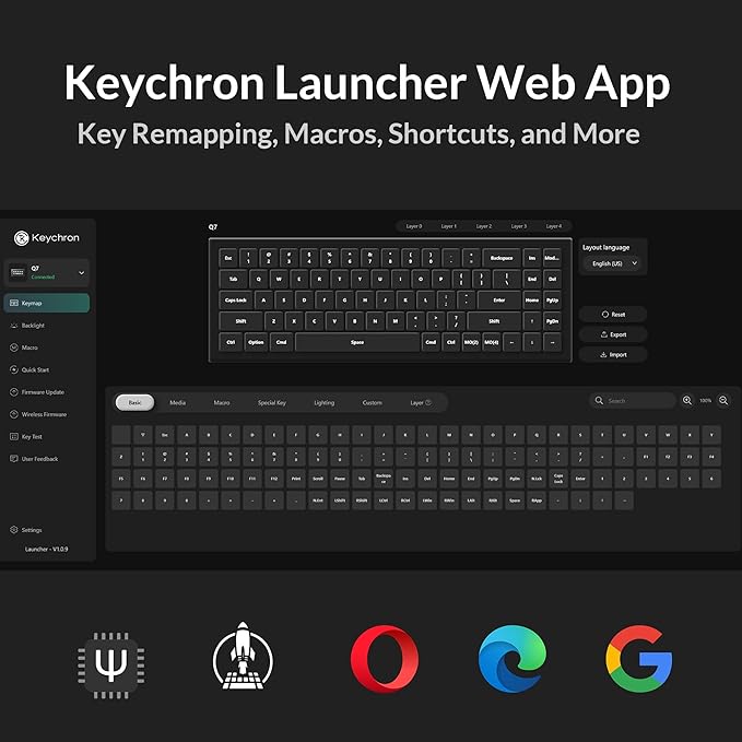 Keychron Q7 Wired Custom Mechanical Keyboard, 70% Layout QMK/VIA Programmable Macro with Hot-swappable Gateron G Pro Blue Switch Double Gasket Compatible with Mac Windows Linux (Blue)