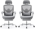 Sweetcrispy Office Computer Desk Chair with Footrest,Ergonomic High-Back Mesh Rolling Work Swivel Chairs with Wheels,Comfortable Lumbar Support,Comfy Arms for Home,Bedroom,Study,Student,Light Grey