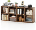 Tangkula 8-Cube Bookcase, Large Floor Standing Horizontal Bookshelf with 8 Open Shelves & 2 Anti-Tipping Kits, Home Office Wooden Storage Book Shelf for Living Room, Study (Rustic Brown, 8-Cube)