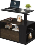 FLEXISPOT H7 CAB Height Adjustable Sit-Stand Computer Workstation Desk with Storage, Pneumatic Lift Laptop Desk with Drawer & Cabinet, Compact Small Space Home Office Desk (25.8"–41.3", Black)