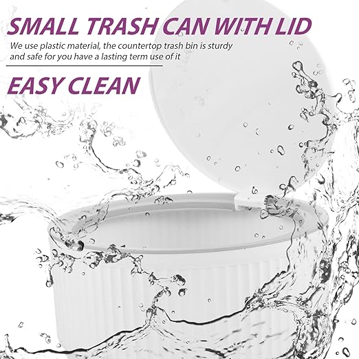 Uonlytech Desktop Trash Bin Slim Garbage Can for Bedroom Living Room and Dorm Cute Kawaii Design Easy to Basket for Spaces