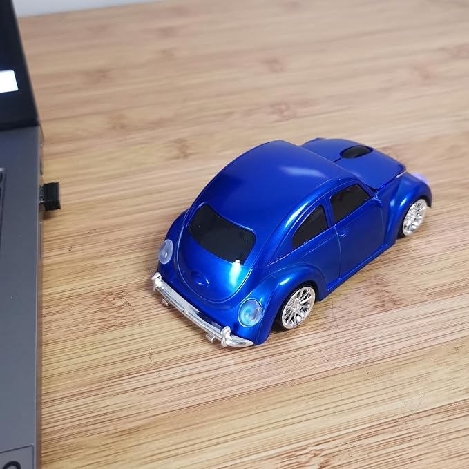 Car Mouse for Computer, Cool and Cute Car-Shaped Mouse, Wireless 2.4Ghz Optical Mice for Laptop PC Mac (Blue)