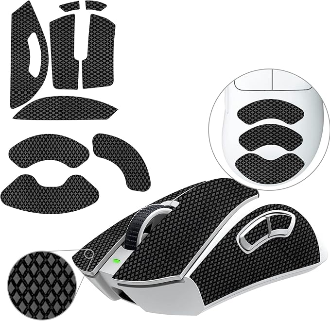 TALONGAMES Mouse Anti Slip Grip Tape Compatible with Razer DeathAdder V3 Pro Gaming Mouse, Palm Sweat Absorption, Thin 0.5mm, Cut to Fit, Easy to Apply, Mouse Skin (Black)