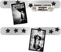 Magnetic Board - Frameless Stainless Iron Magnetic Strips with Adhesive Backing, 2pcs Magnet Board for Wall, Bulletin Bar Board with 10 Pieces Black Star Magnet, Memo Bar for Office School Home