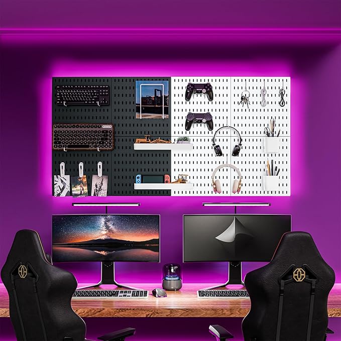 Wall-Mounted Pegboard Kit, 50.4" x 25.2" Organizer Panel – Large, Cost-Effective & Nail-Free Installation Blue