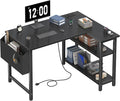DLisiting Small L Shaped Gaming Desk with Shelves, 40 Inch Small Corner Computer Gaming Desk for Boys Teens Bedroom, Study Work PC Desks for Home Office Bedroom, Black