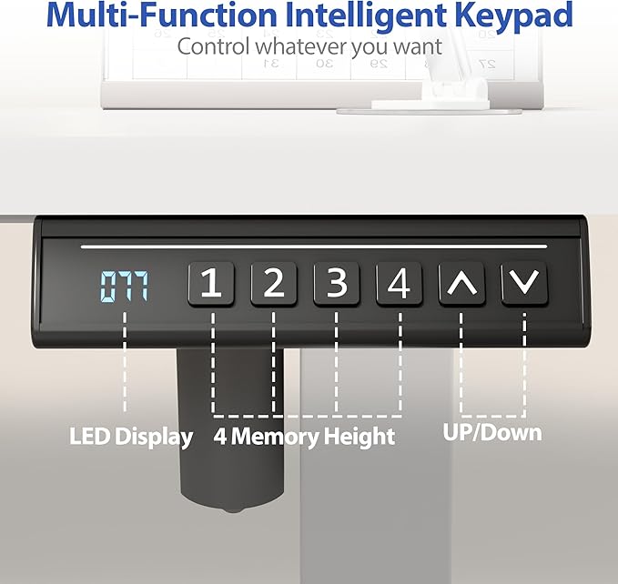 YESHOMY Height Adjustable Electric Standing Desk, 55 x 24 Inches Memory Home Office Sit Stand up Desk with Phone Holder and USB Charging Port, White