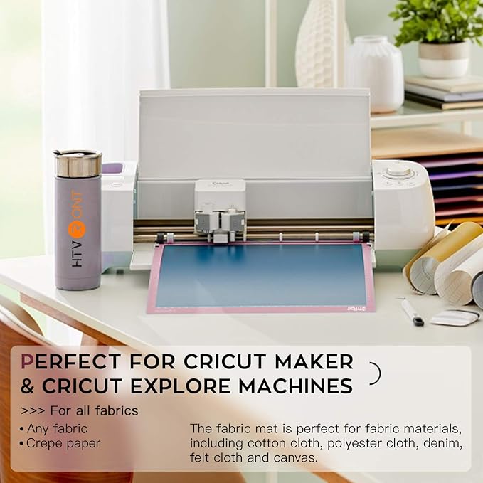 HTVRONT Fabric Grip Cutting Mat, 3 Pcs Cutting Mat 12x12 Compatible with Cricut Maker 3/Maker 4/Maker/Explore 3/4/Air 2/One, Fabric Adhesive Sticky Quilting Cutting Mats Replacement Accessories