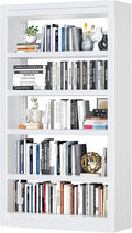 Bookshelf,6-Tier Adjustable Steel Book Shelf,61" H Heavy Duty Metal Bookcase for Home/Office/Garage,White Shelf (White, 61" Tall)