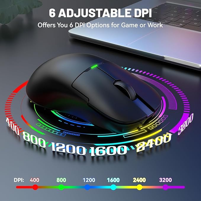ATTACK SHARK x Ajazz AJ159P Gaming Mouse with Magnetic RGB Charging Dock,2.4G Wireless Gaming Mouse PAW3395 Sensor 26K DPI,1K Polling,6 Programmable Buttons,Ergonomic Computer Mice USB3.0 for PC/MAC