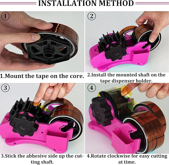 SHDSL Heat Tape Dispenser Sublimation - Multiple Roll Cut Heat Tape Dispenser 1" and 3" Core Double Reel Cores Sublimation for Heat Transfer Tape, Semi-Automatic Tape Dispenser with Compartment Slots