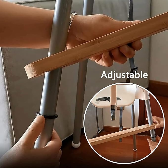 High Chair Footrest, Natural Bamboo Wooden Footrest Compatible with IKEA Antilop High Chairs Accessories, Adjustable HighChair Foot Rest