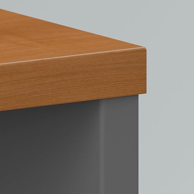 Bush Business Furniture 72W Bow Front U Shaped Desk with Hutch and Storage in Natural Cherry