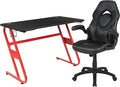 Flash Furniture Red Gaming Desk and Black Racing Chair Set with Cup Holder and Headphone Hook