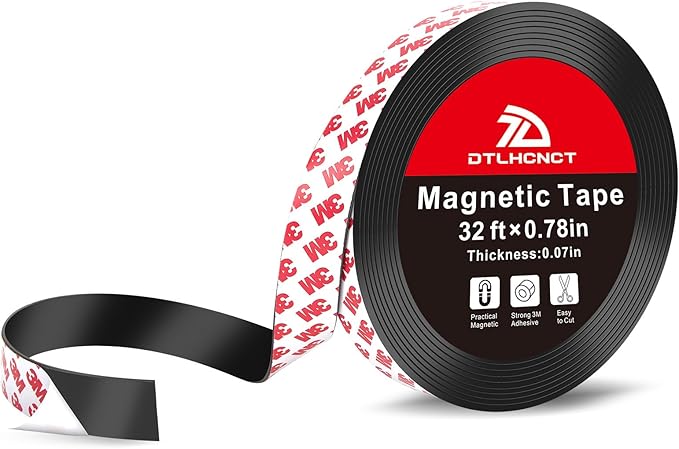 DTLHCNCT Magnetic Tape - 32 ft x 0.78 inch Magnet Strip Tape Roll with Strong Adhesive Backing for Kitchen, Office, School Organization, Whiteboards,Fridge(0.07" Thick)