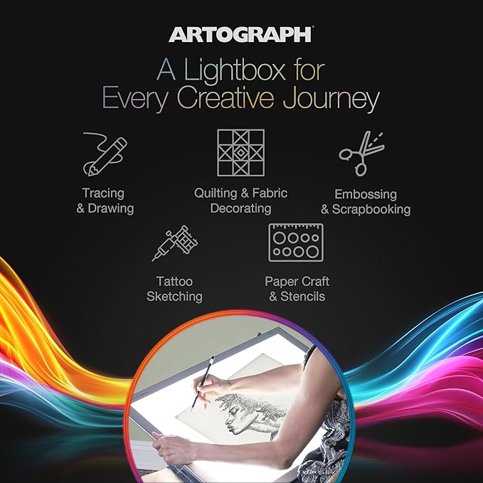Artograph LightPad 950 LX Thin Dimmable 24x17 Inch Artist Light Box with UV Free LED Light for Tracing, Drawing, and Patterns, Silver