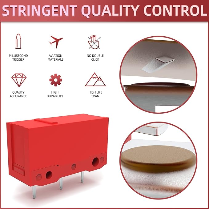 10Pcs Kailh GM4.0 Mouse Micro Switches, Red Mouse Switches for Gaming Mouse