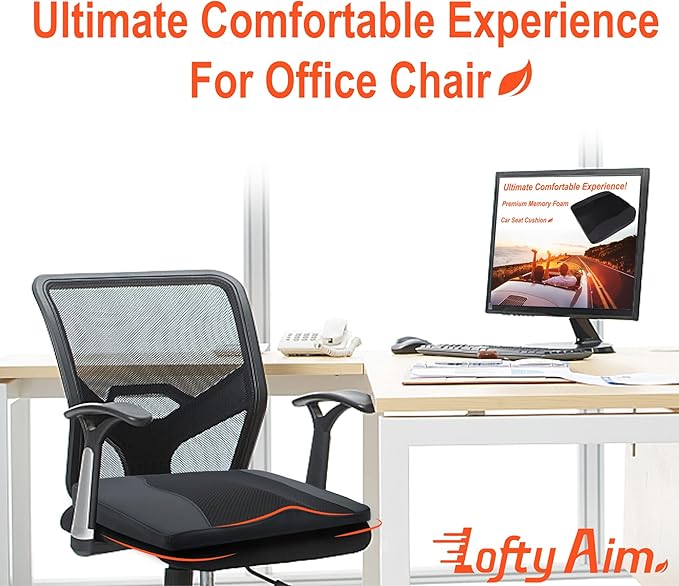 Seat Cushion & Lumbar Support - Ergonomic Memory Foam Pillows for Sciatica & Back Pain Relief - Comfort for Driving & Long Driving- Ideal for Car, Office Chairs, Wheelchairs