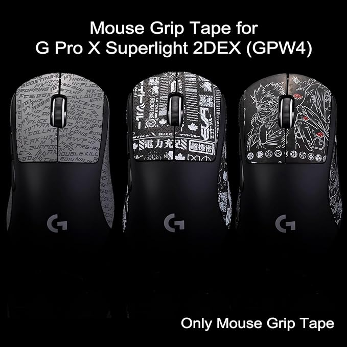 Grip Tape for logitech G Pro X Superlight 2 DEX (GPW4) - Anti-Slip,Enhanced Control, Sweat Resistance,Improves FPS Gaming Grip & Mouse Protection [Pre-Cut] Black 0.3mm