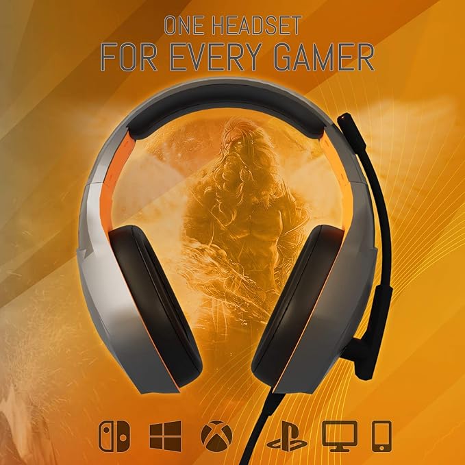 Orzly Gaming Headset (Orange) for PC and Gaming Consoles PS5, PS4, Xbox Series X | S, Xbox ONE, Nintendo Switch & Google Stadia Stereo Sound with Noise Cancelling mic - Hornet RXH-20 Vesuvius Edition