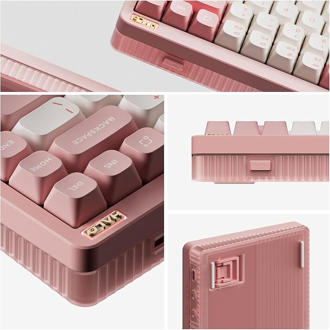 nuphy Halo75 V2 Mechancial Gaming Kyeboard,75% Wireless Hot Swappable Bluetooth Keyboard,83 Kyes RGB Backlit Keyboard,Support Bluetooth/2.4GHz/USB-C-Pink Blush Switch